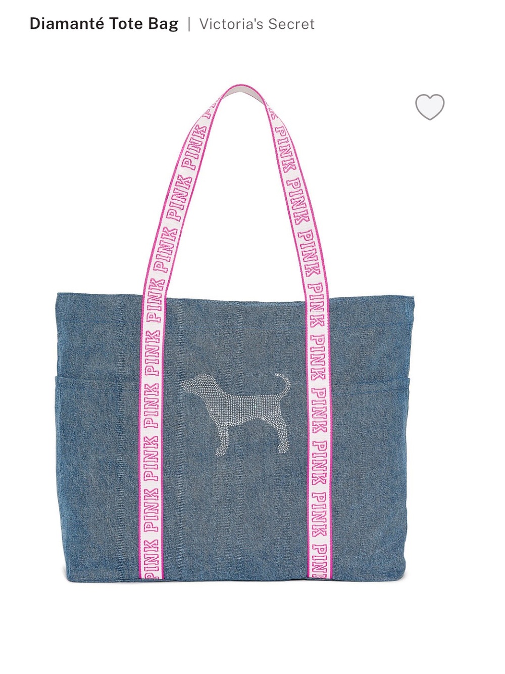New Victoria's Secret PINK Diamanté Denim Tote Bag